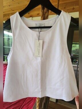 NWT Ripley Rader White Ponte Knit Cropped Tank L